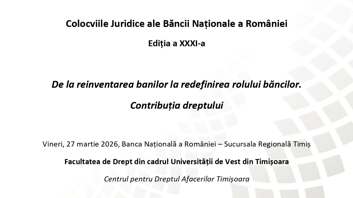 Participation in the Legal Colloquia of the National Bank of Romania – 31st Edition