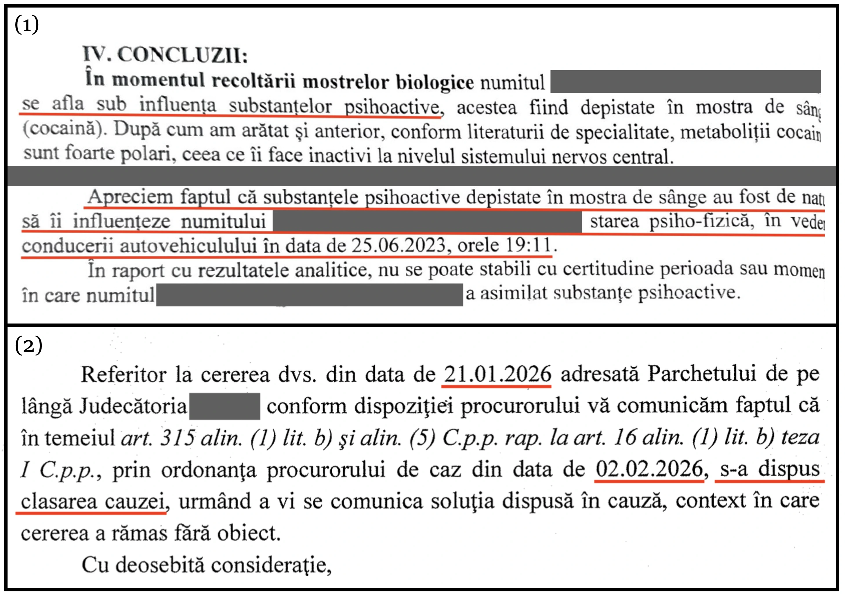 Soluție de clasare obținută în contextul unui raport IML defavorabil